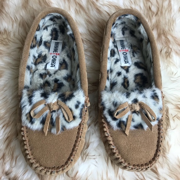 leopard moccasin slippers